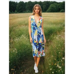 Commense M NWOT Patchwork Floral Print Maxi‎ Dress Sleeveless Cottagecore Summer